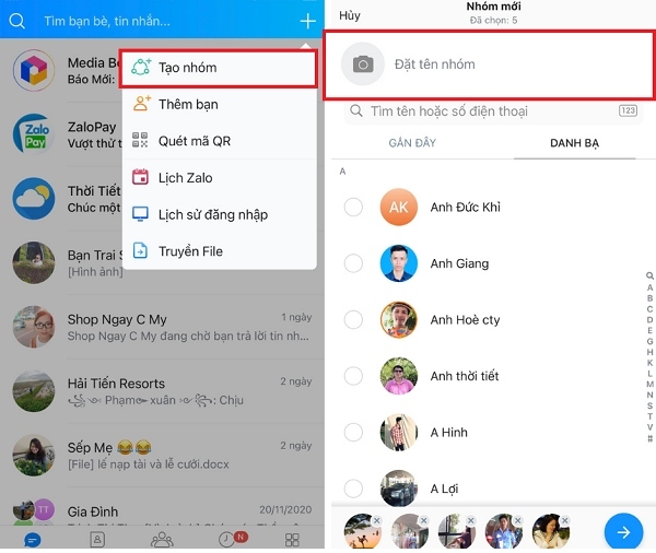 cách tạo nhóm trên zalo
